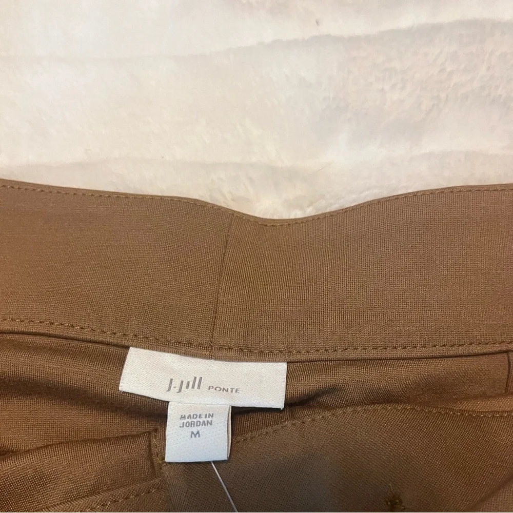 NWT J. Jill M Brown Acorn Fall Preppy Ponte Button Accent Work Office Skirt City